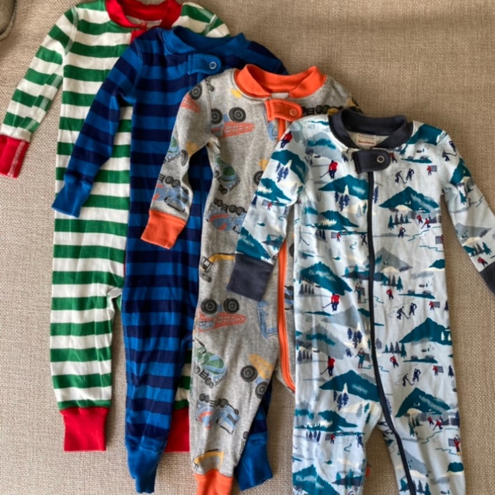 Four Hanna Anderson Baby Zip Sleepers bundle 12-18 months